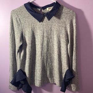 Navy and Grey Poka Dot Sweater